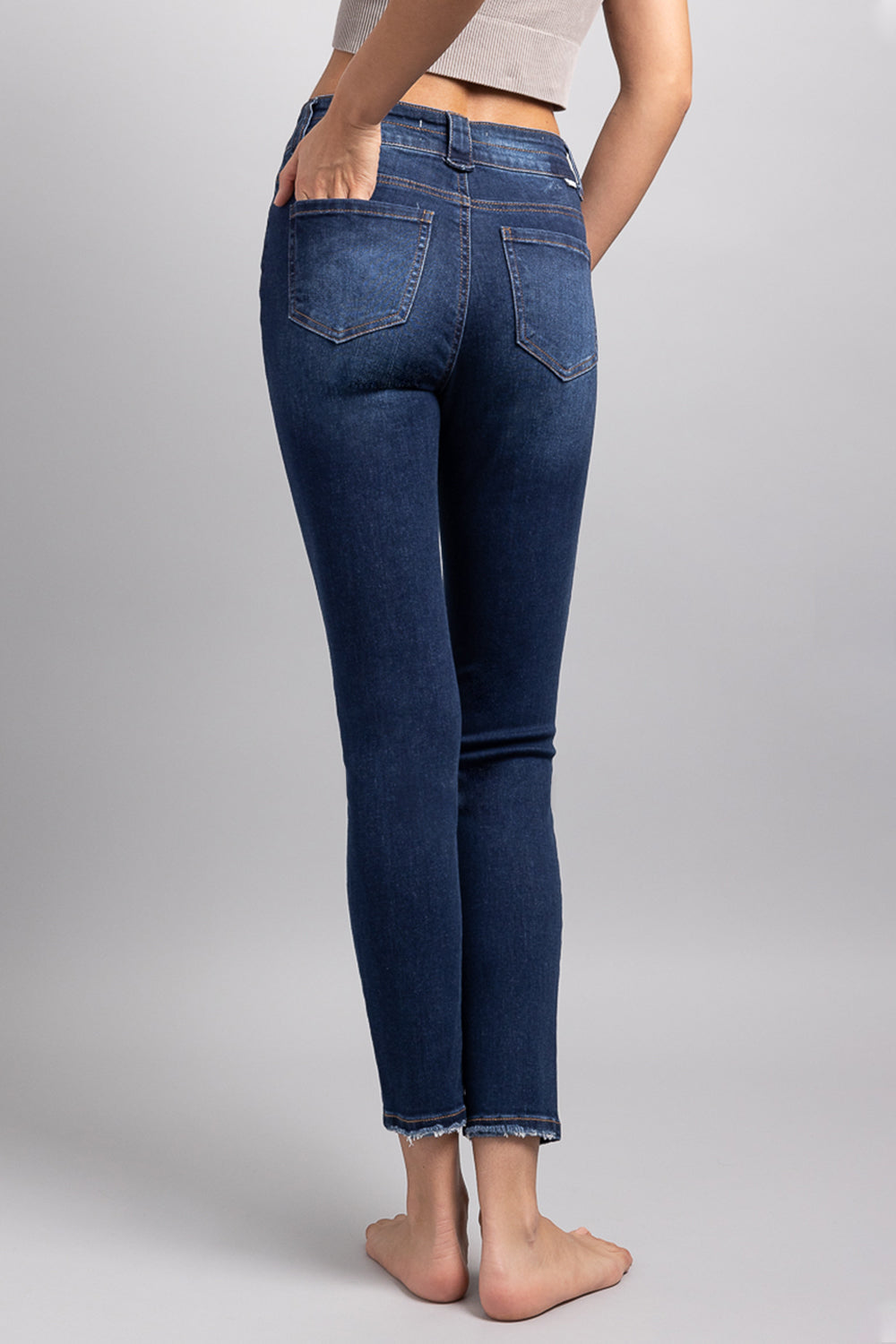 High Rise 2 Button Skinny Jeans