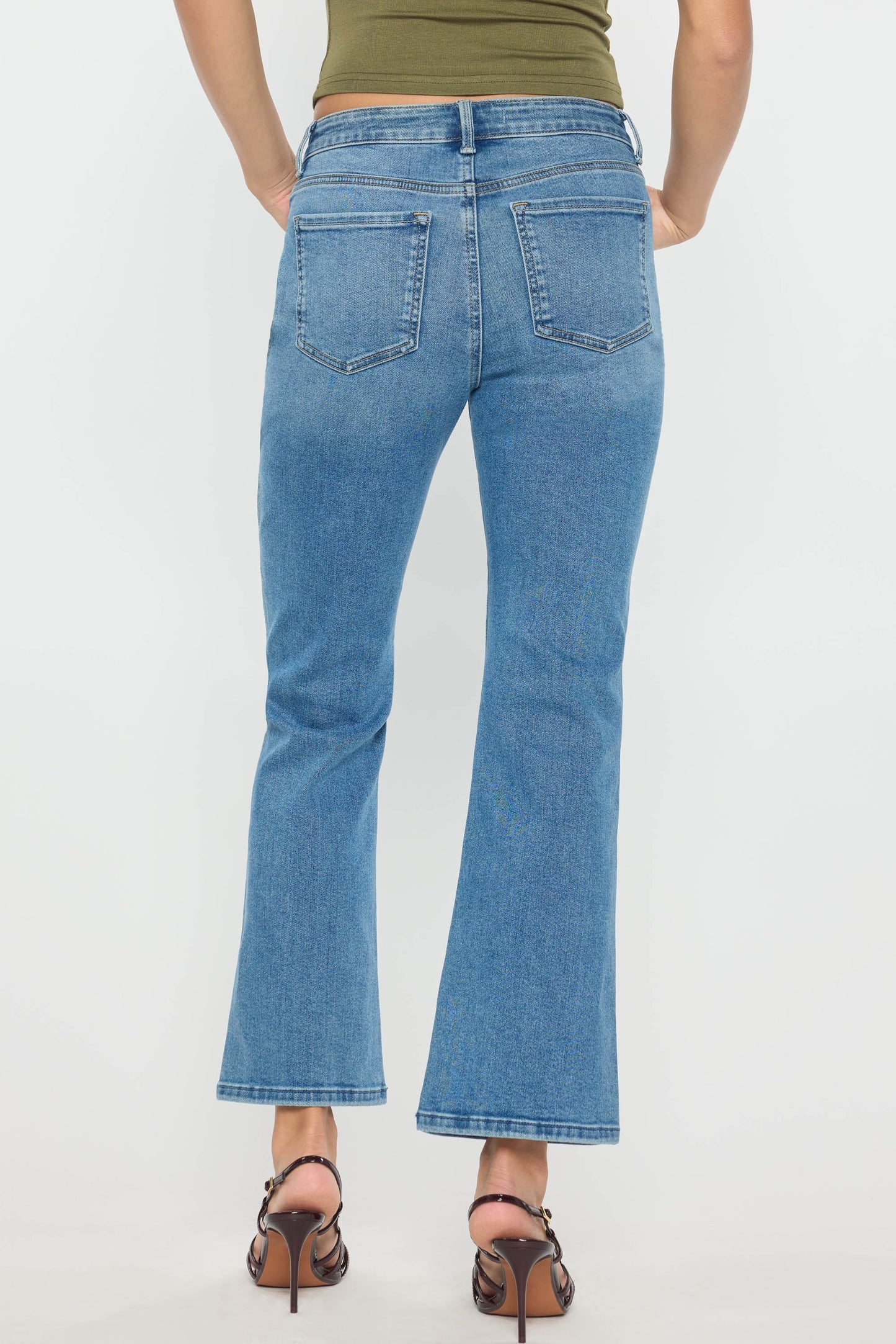 High Rise Relaxed Crop Bootcut with Side Cut-out hole Detail