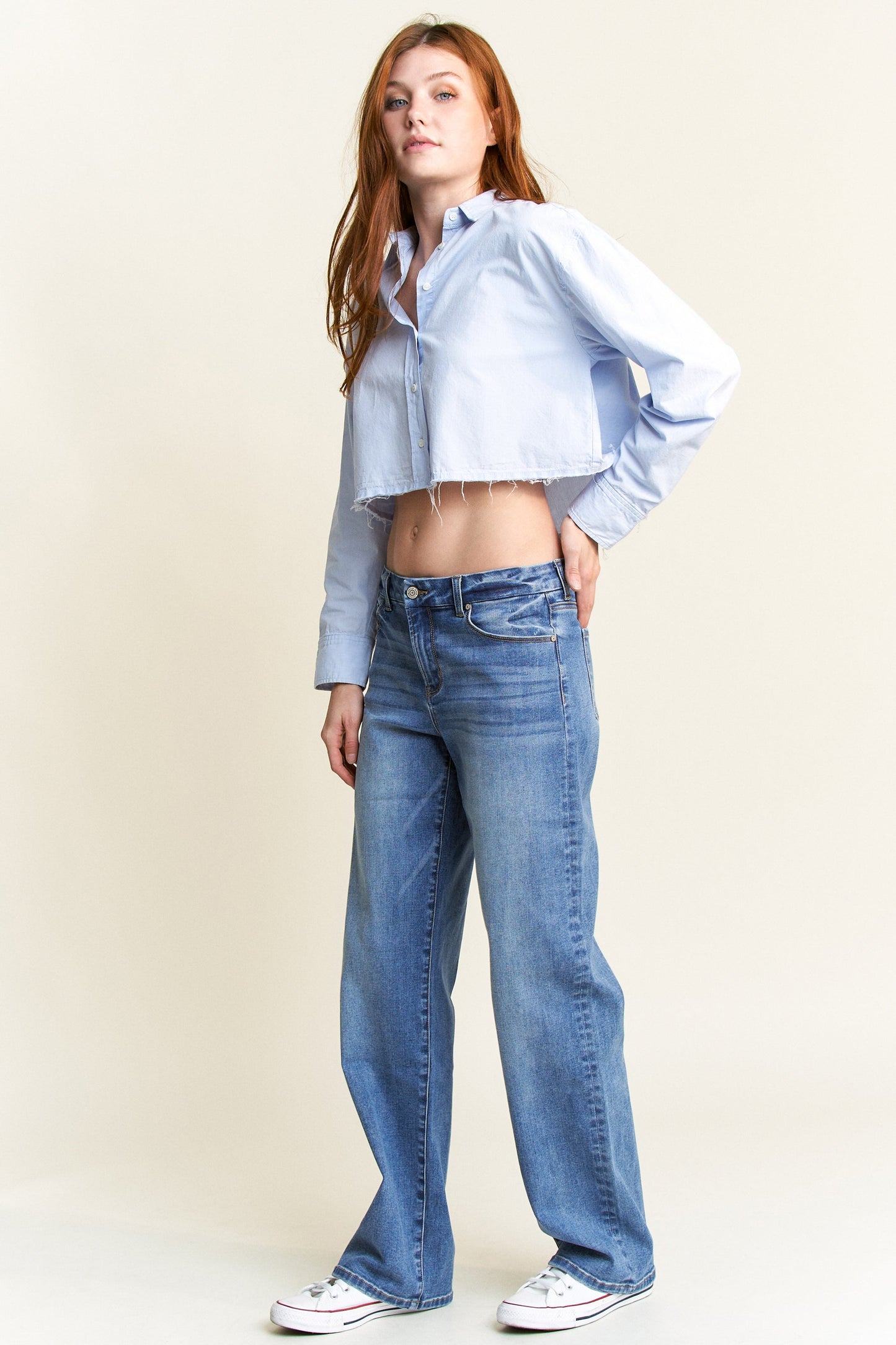 Mid Waist Loose Straight