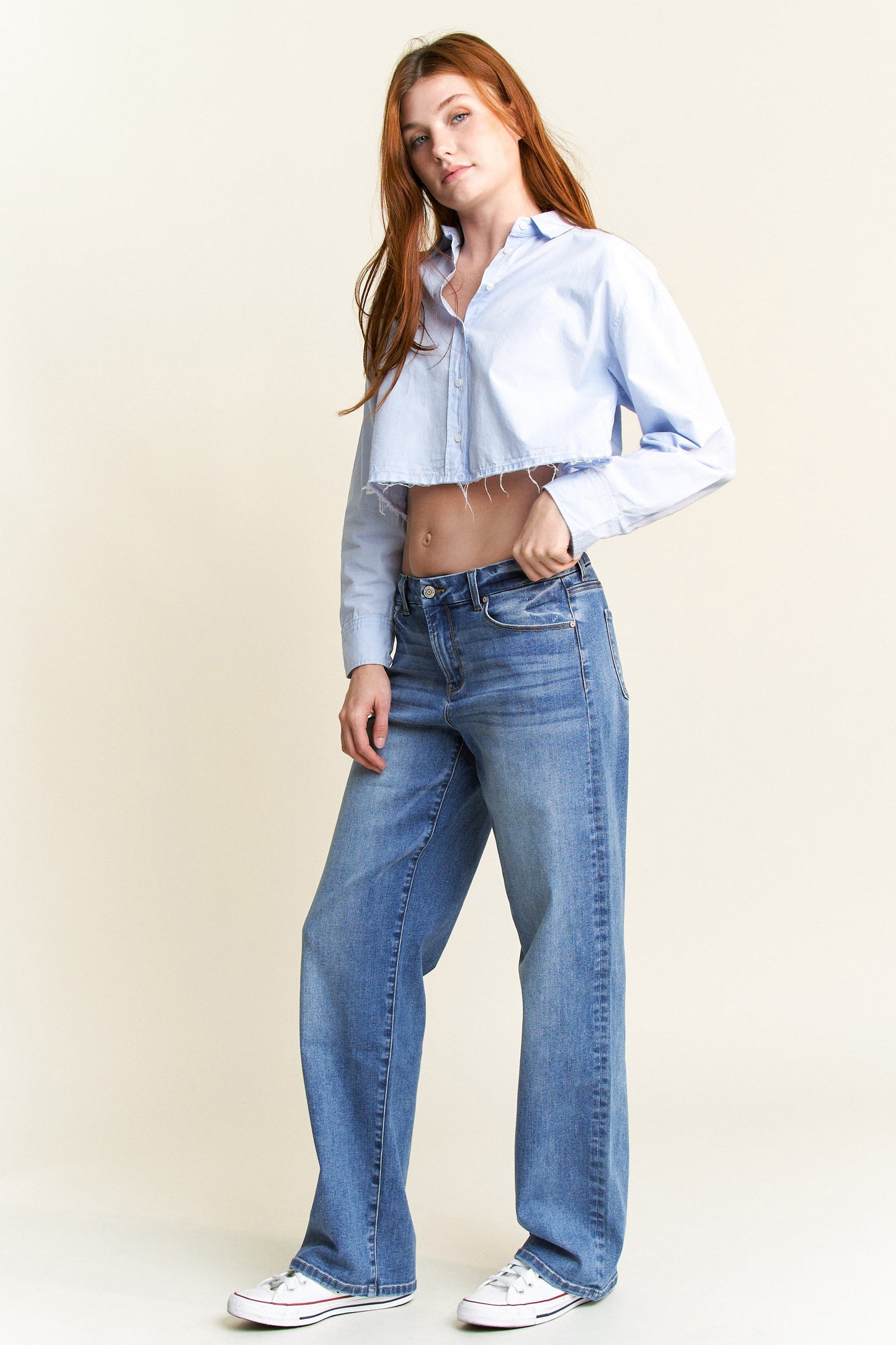 Mid Waist Loose Straight