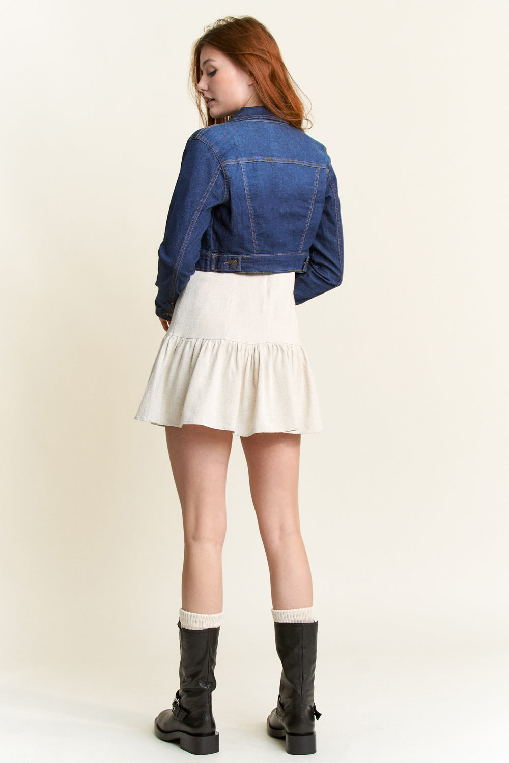 Fitted Basic Crop Denim Jacket