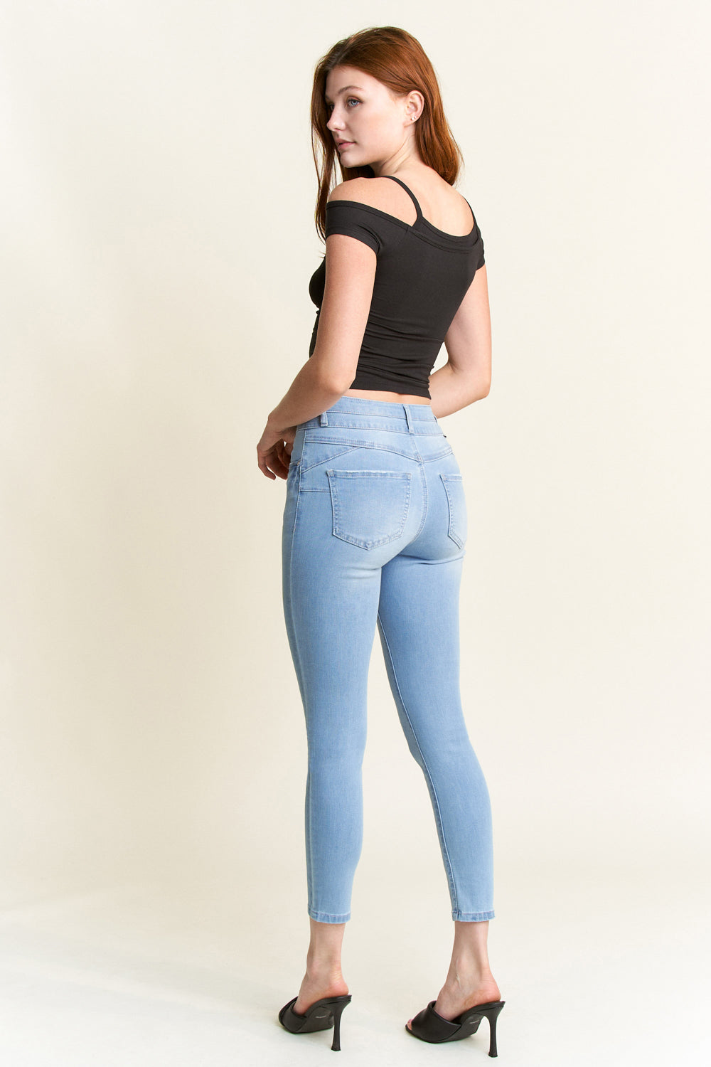 Double Waist High Rise Ankle Skinny Jeans