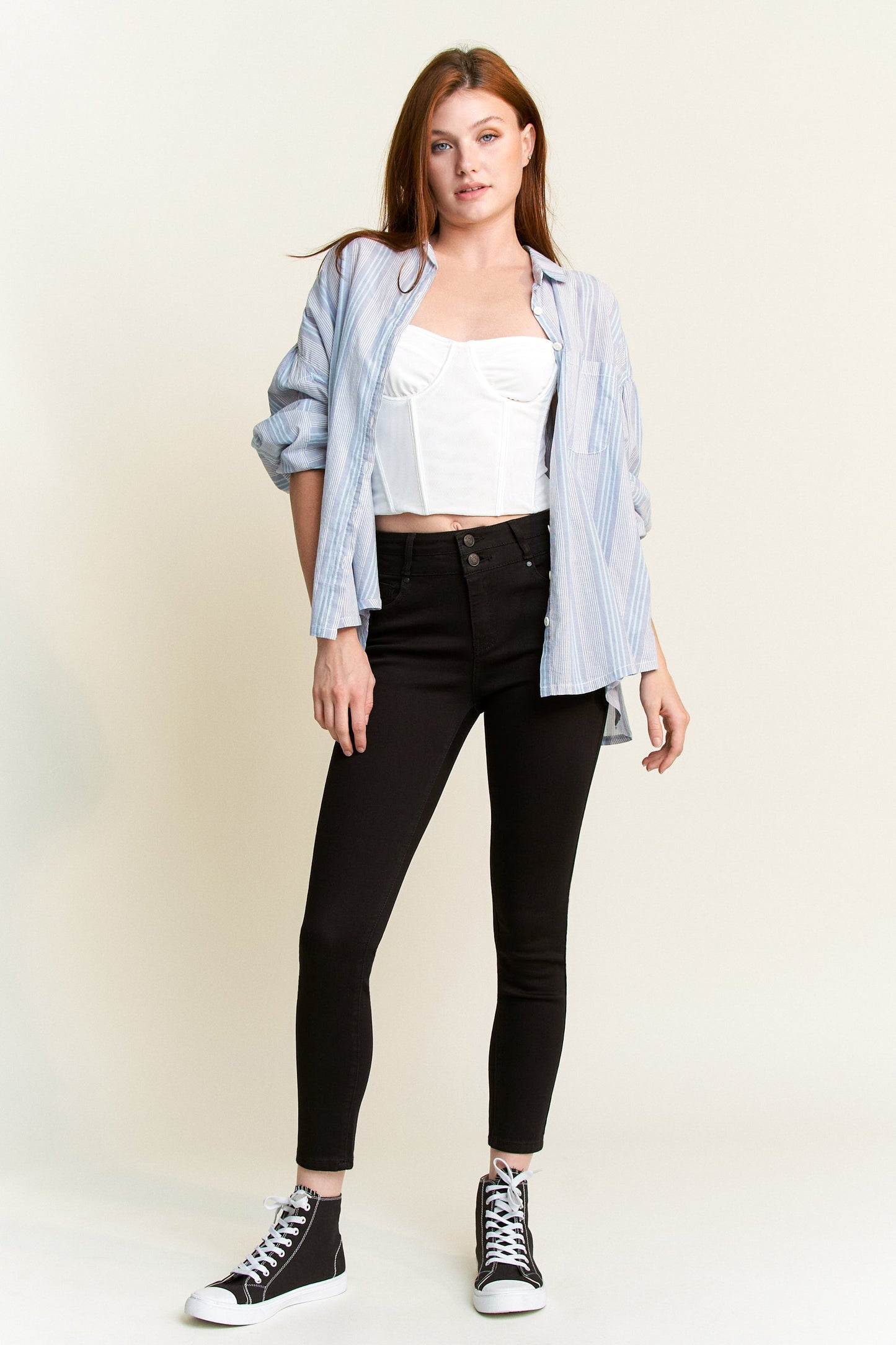 Double Waist High Rise Ankle Skinny Jeans
