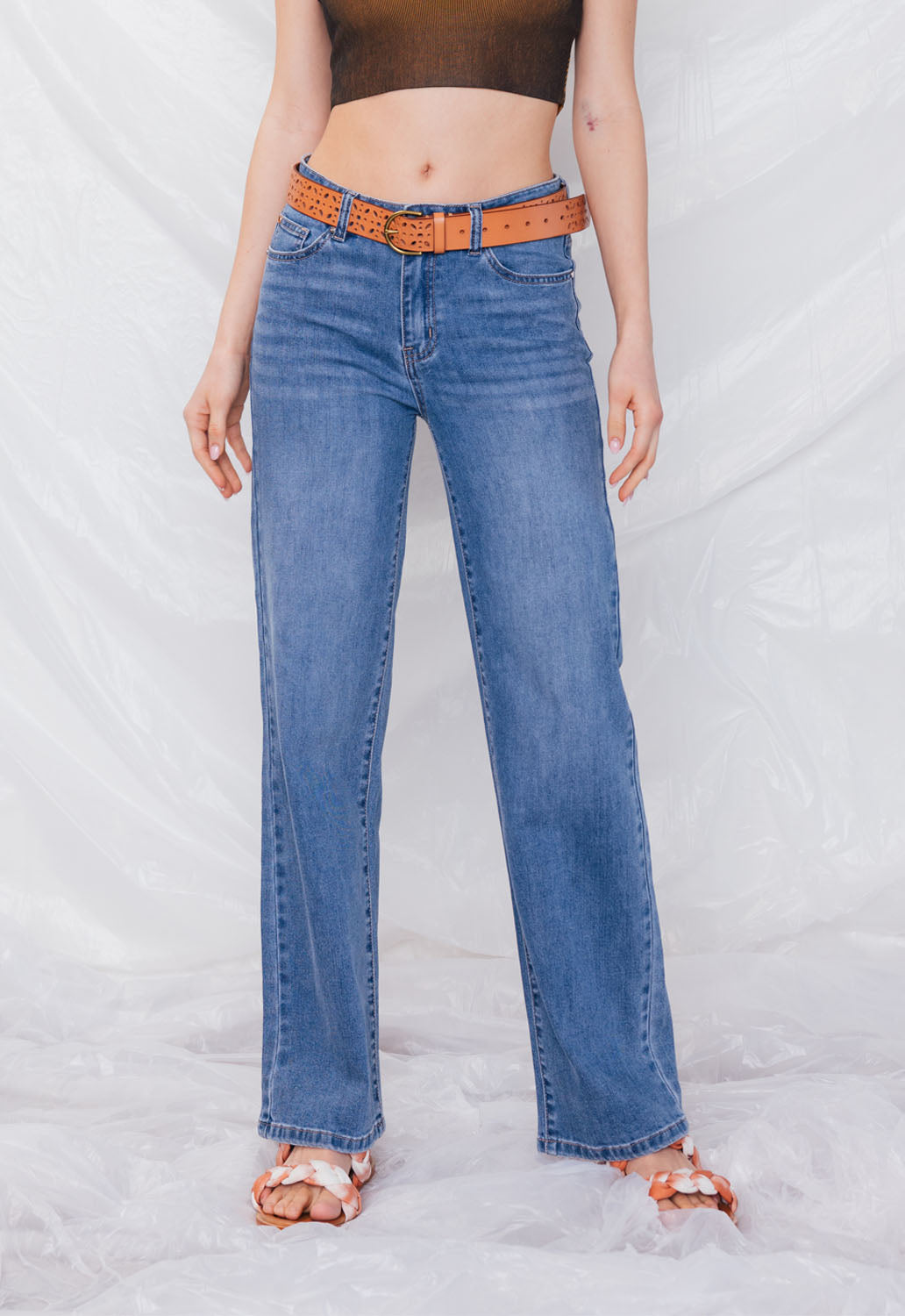 High Rise Wide Leg Straight Jeans