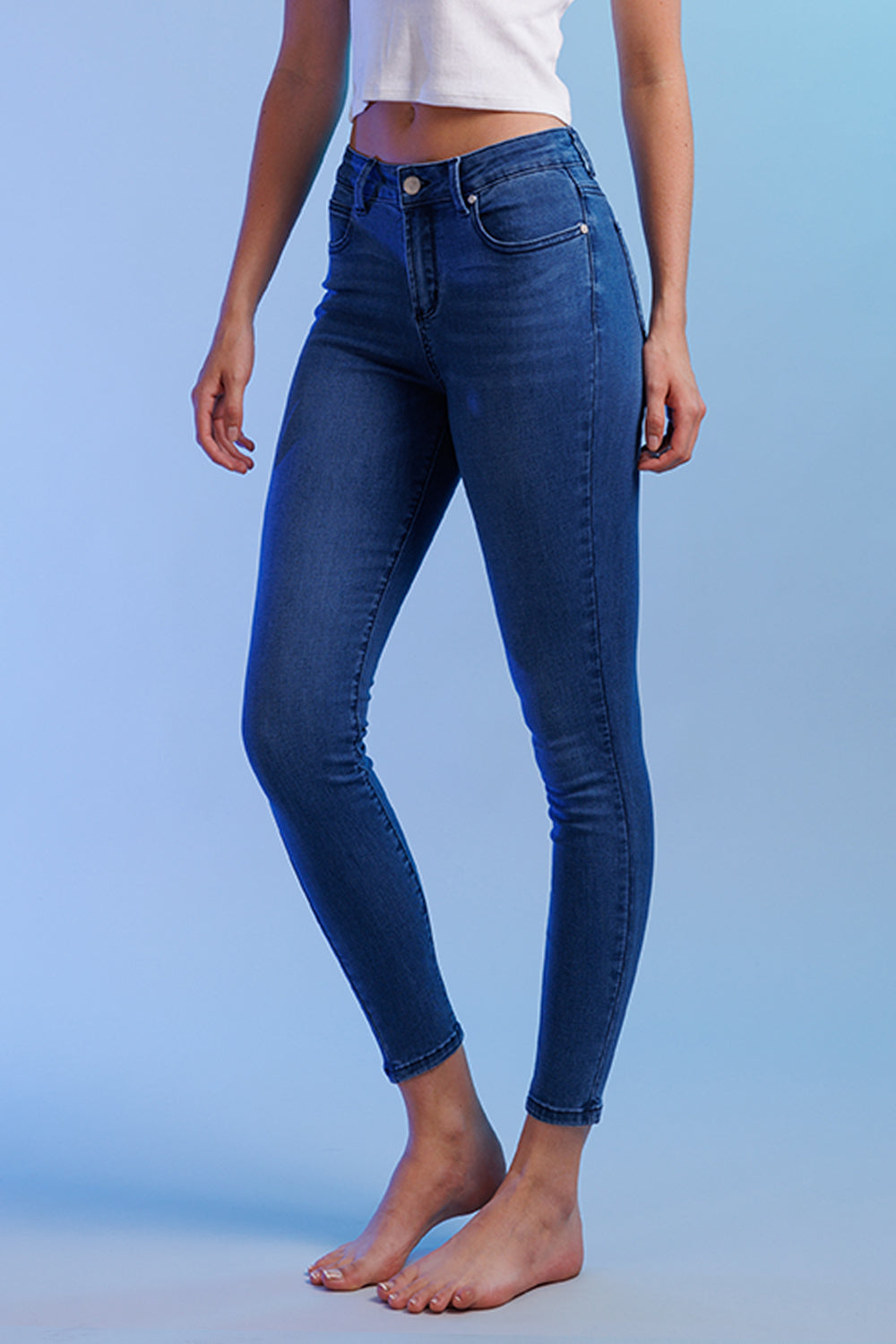 High Rise Ankle Skinny Jeans