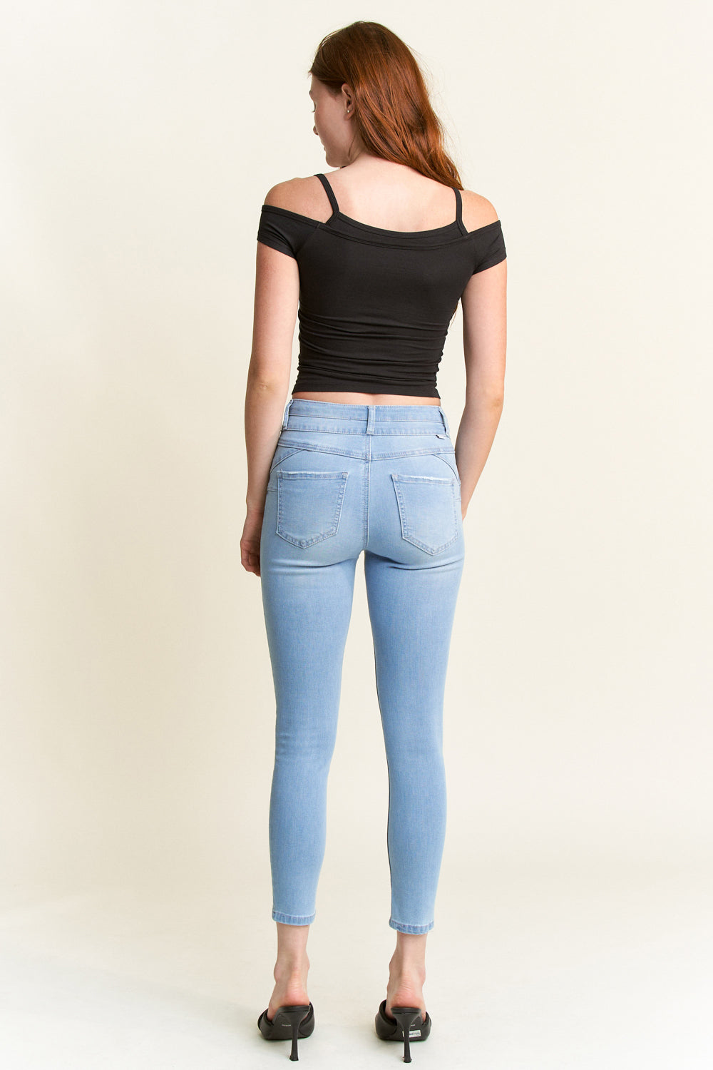 Double Waist High Rise Ankle Skinny Jeans