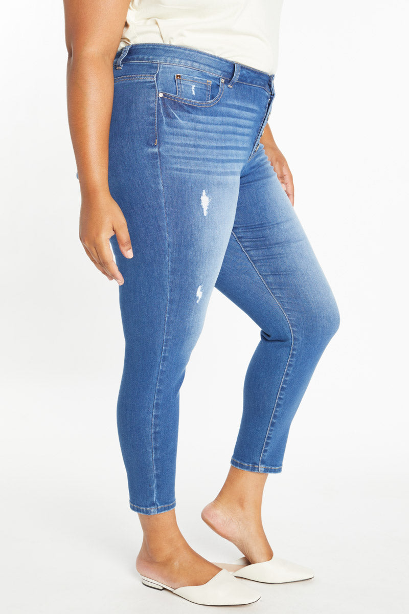 High Rise Ankle Skinny with 5 Exposed Button