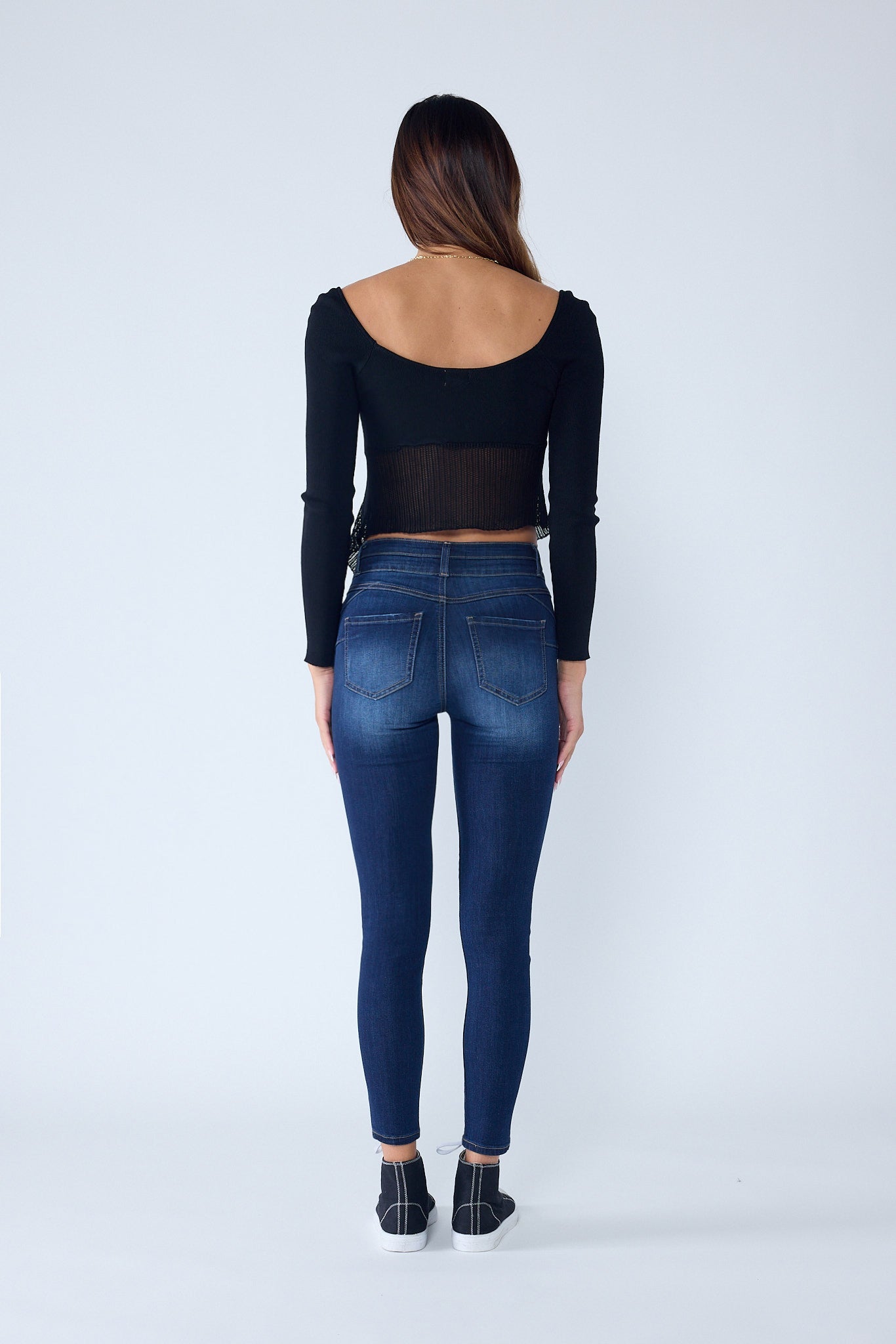 Double Waist High Rise Ankle Skinny Jeans