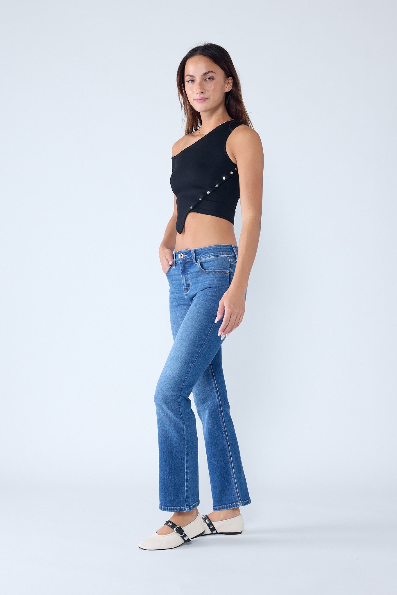 High Rise Slim Bootcut With Gentle Wash