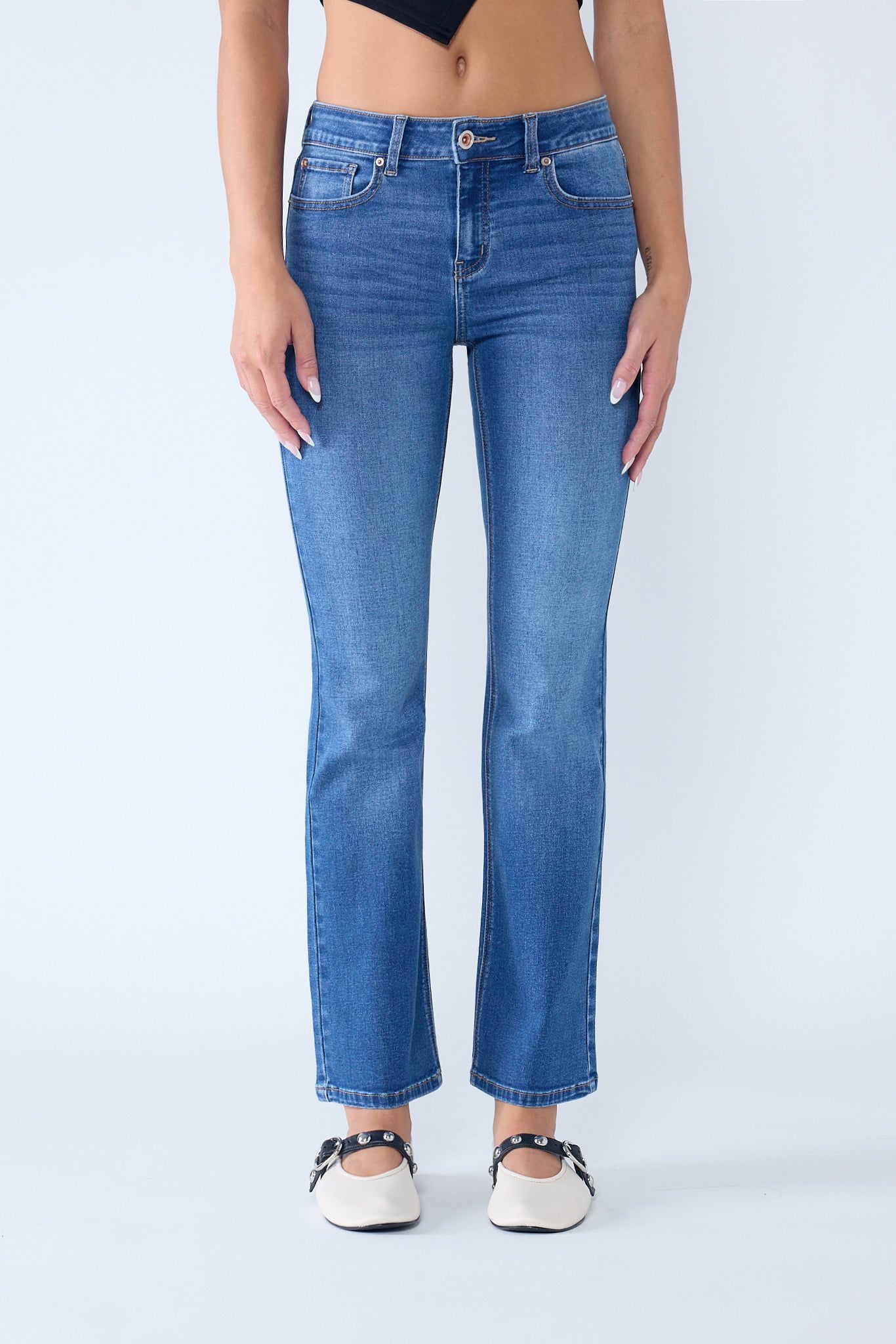 High Rise Slim Bootcut With Gentle Wash