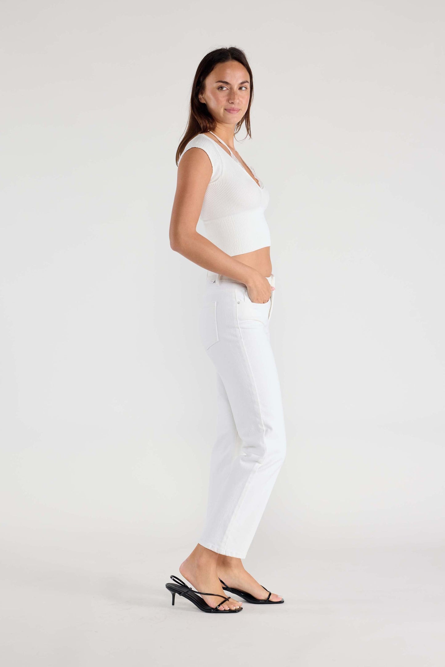 Basic White Straight Regular Hem