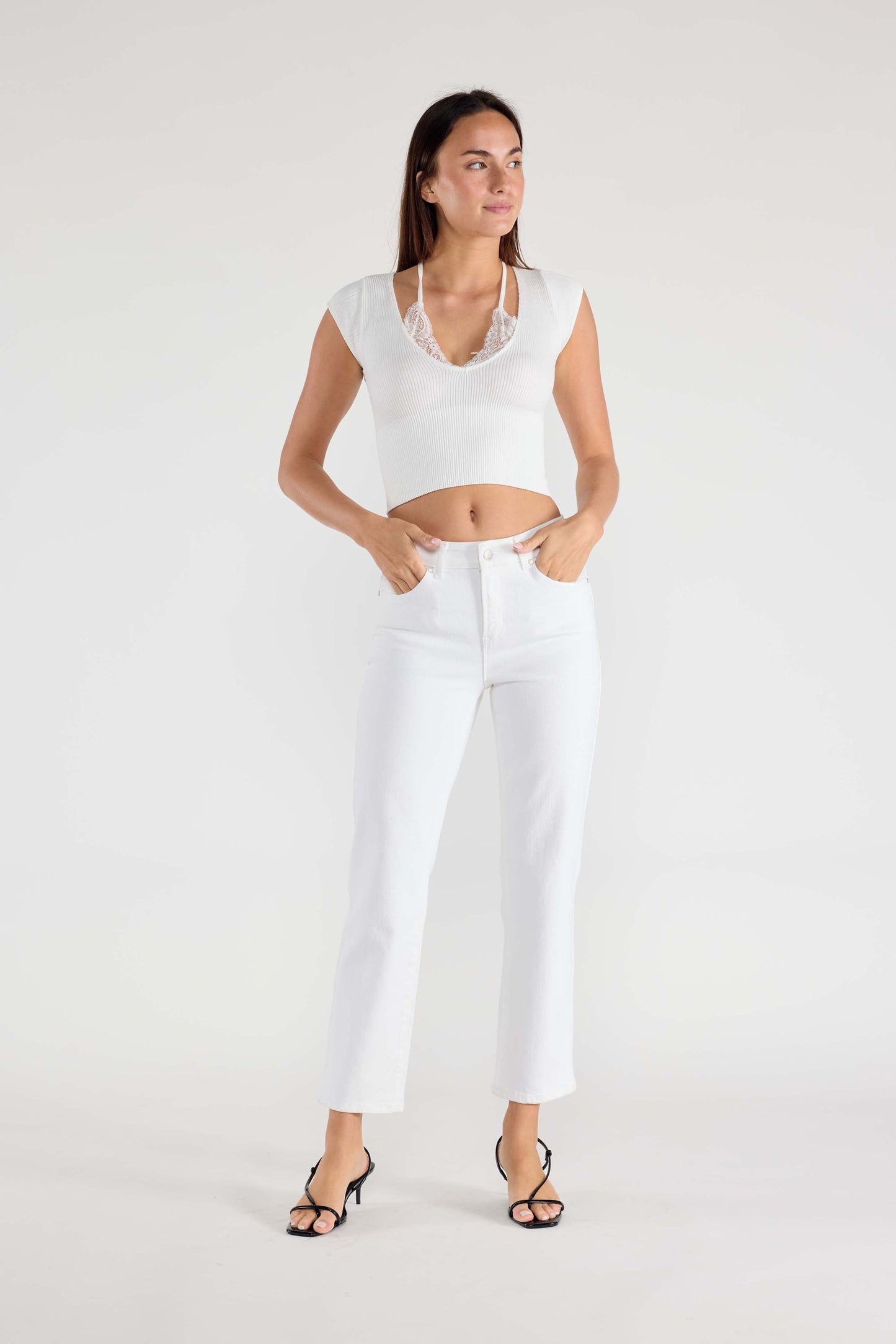 Basic White Straight Regular Hem
