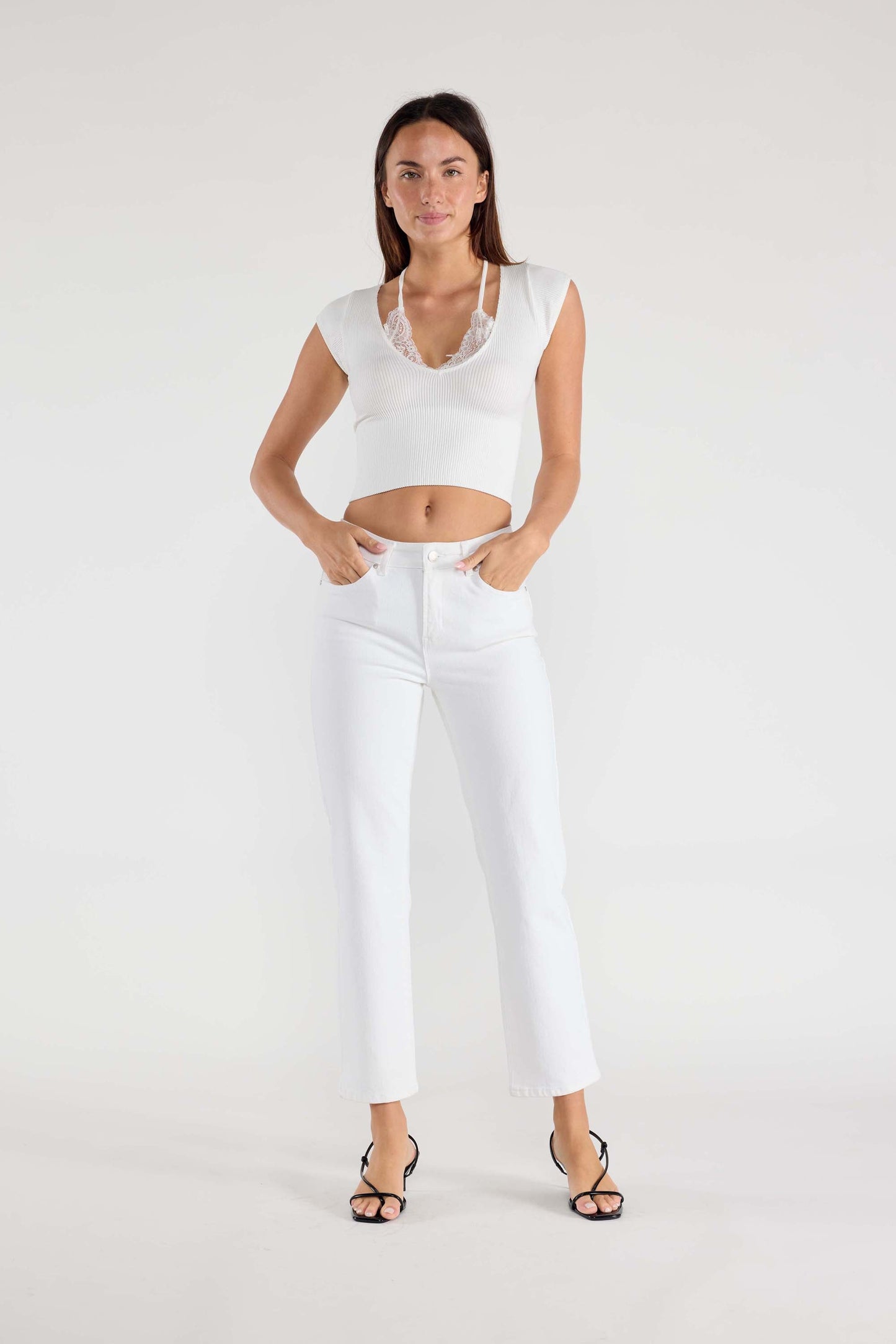 Basic White Straight Regular Hem