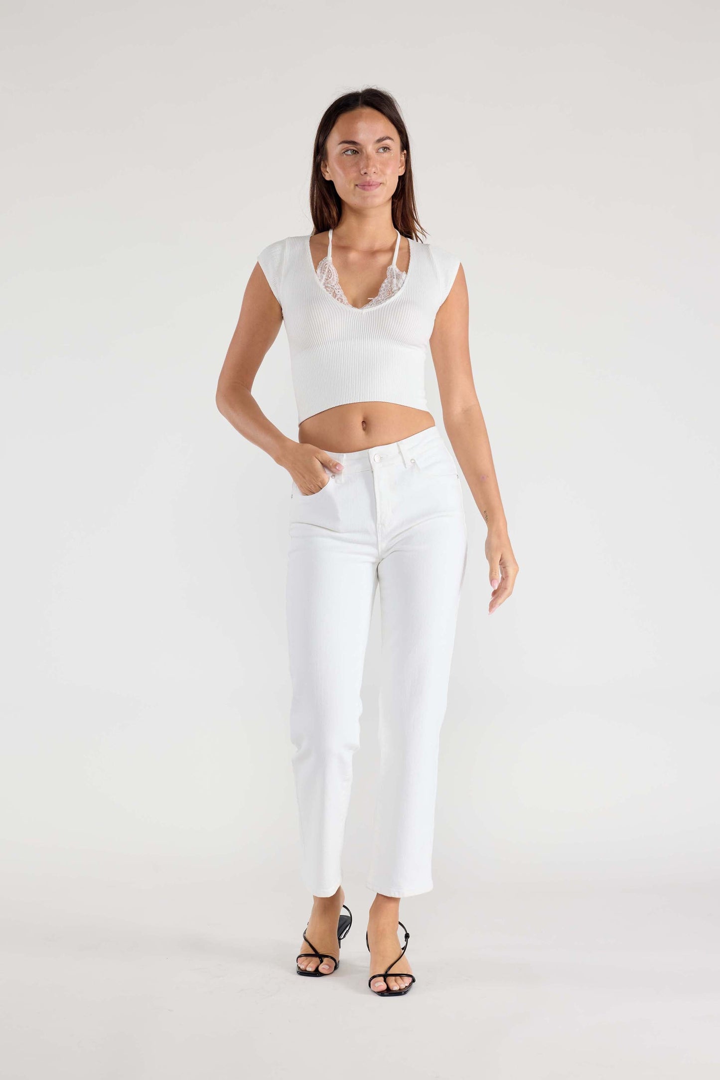 Basic White Straight Regular Hem