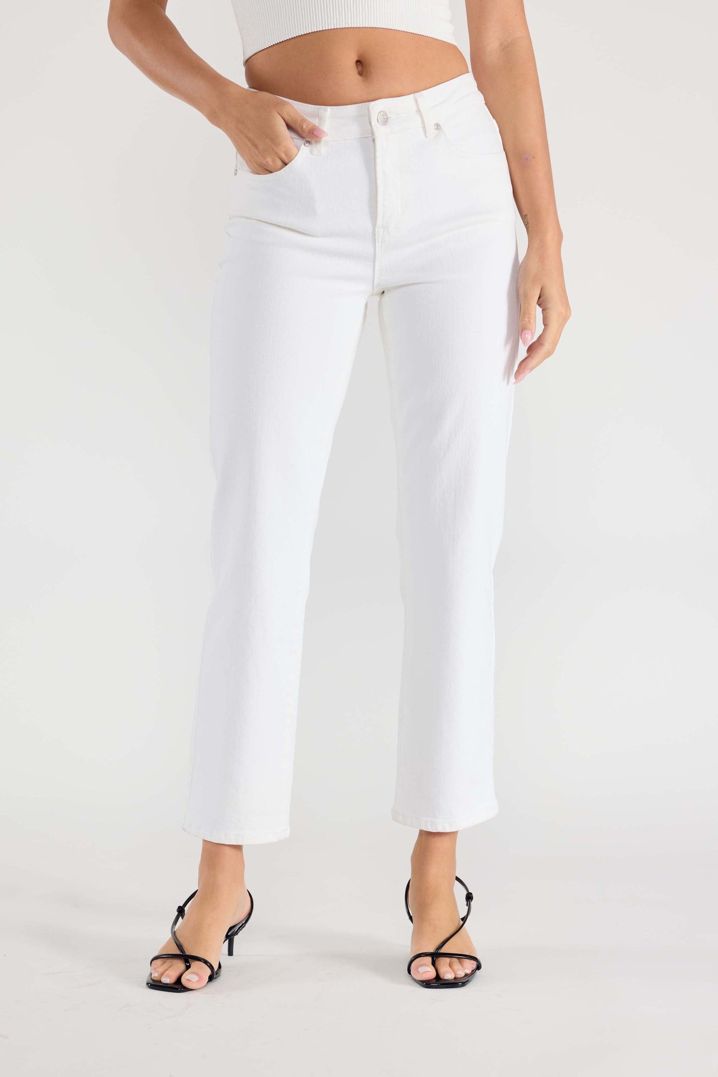 Basic White Straight Regular Hem