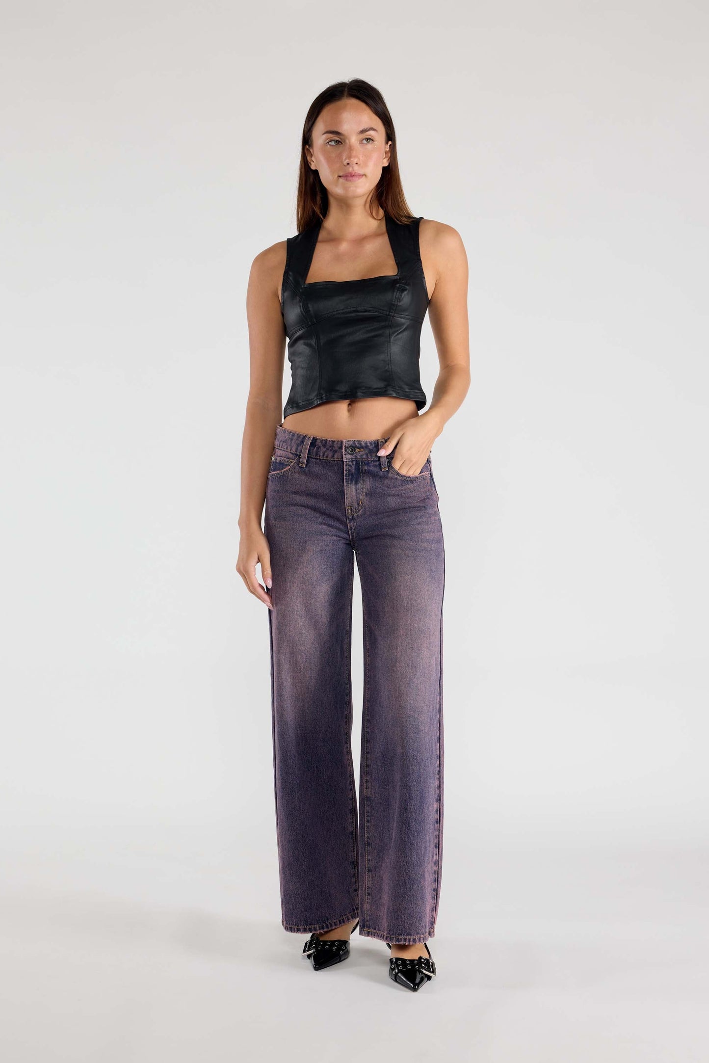 Mid Waist Relaxed Wide Leg Jeans