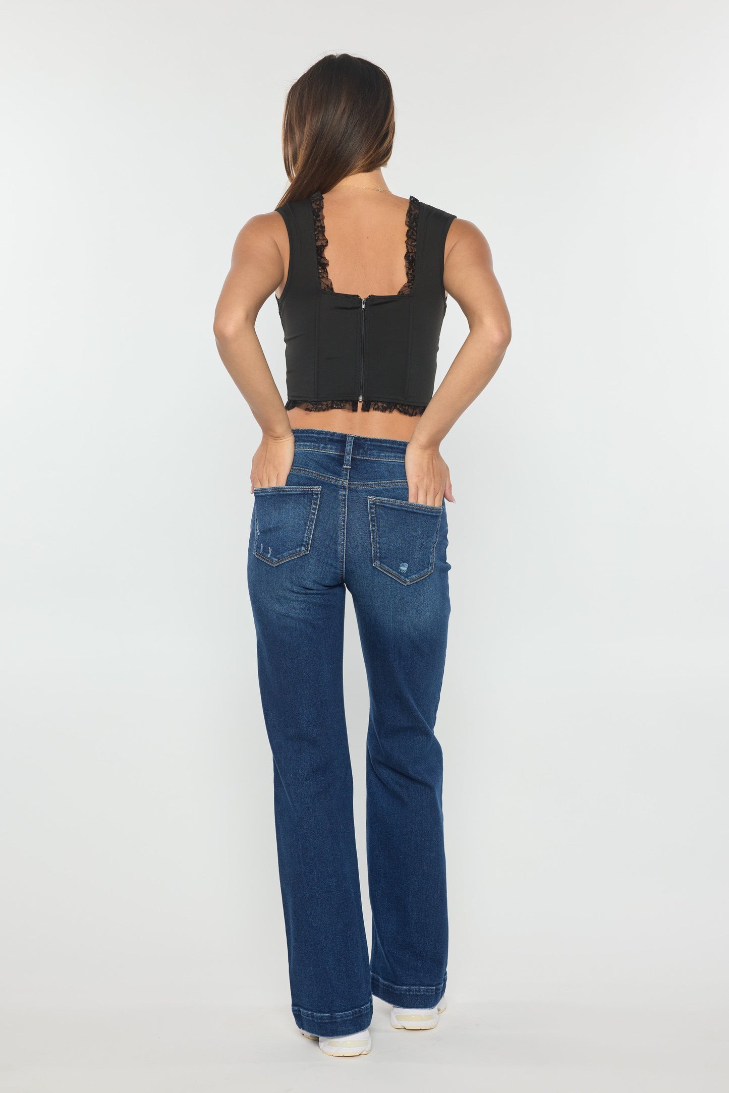 High Rise Destructed Wide Leg