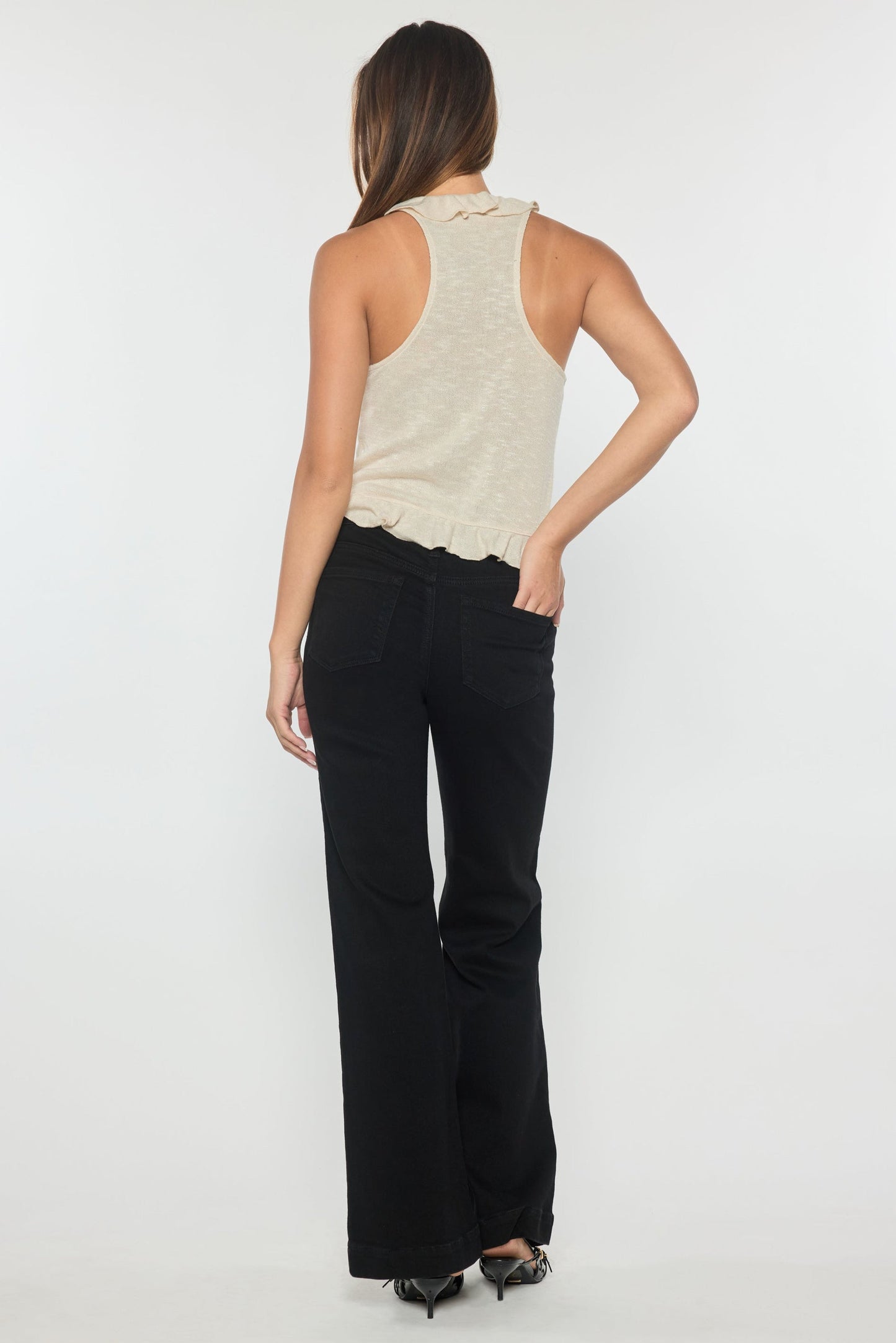 High Rise Wide Leg Heavy Weight premium Black fabric