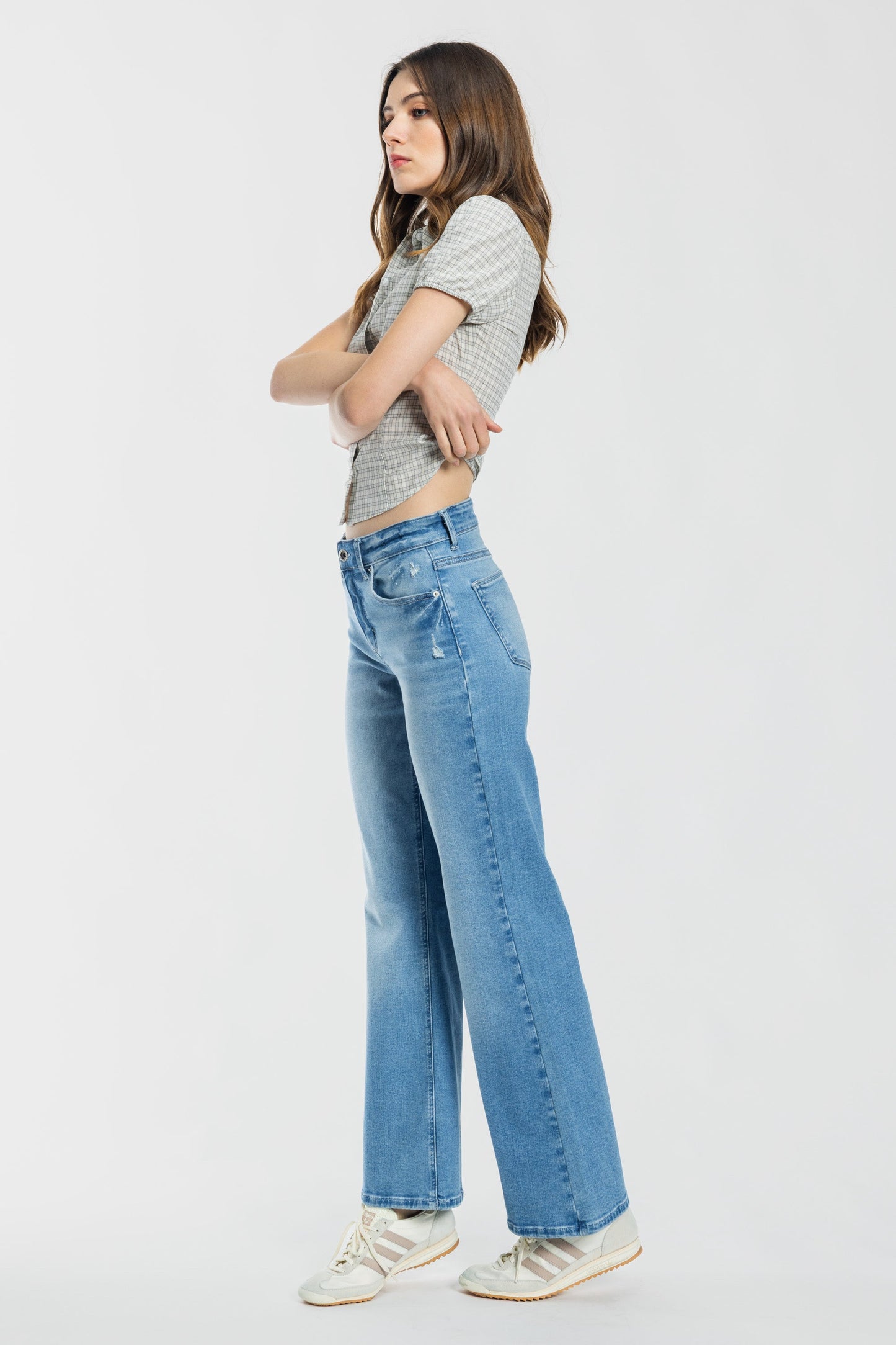 High Rise Destructed Wide Leg