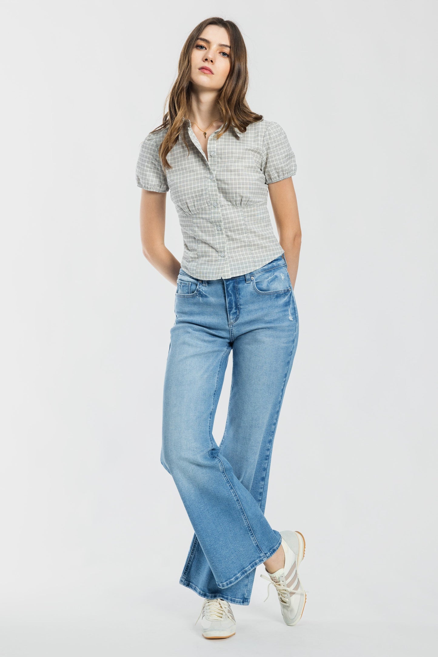 High Rise Destructed Wide Leg