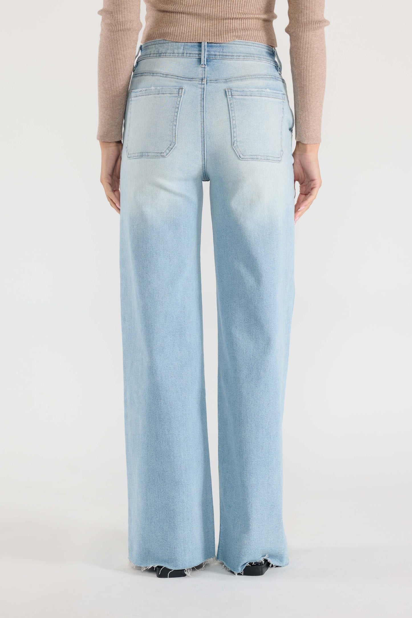 Super High Rise Relaxed Wide Leg Jeans with Waist String