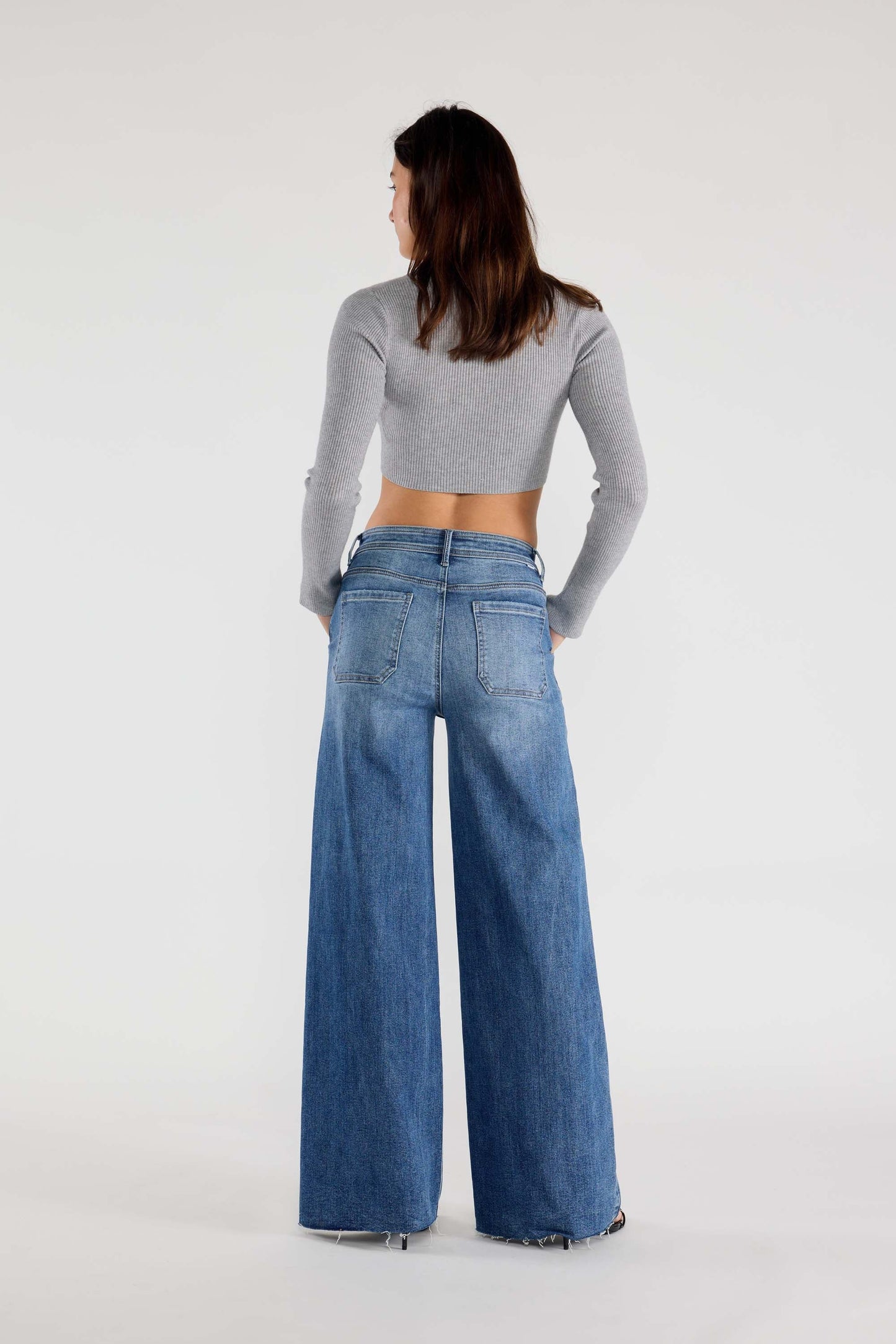 Super High Rise Relaxed Wide Leg Jeans with Waist String