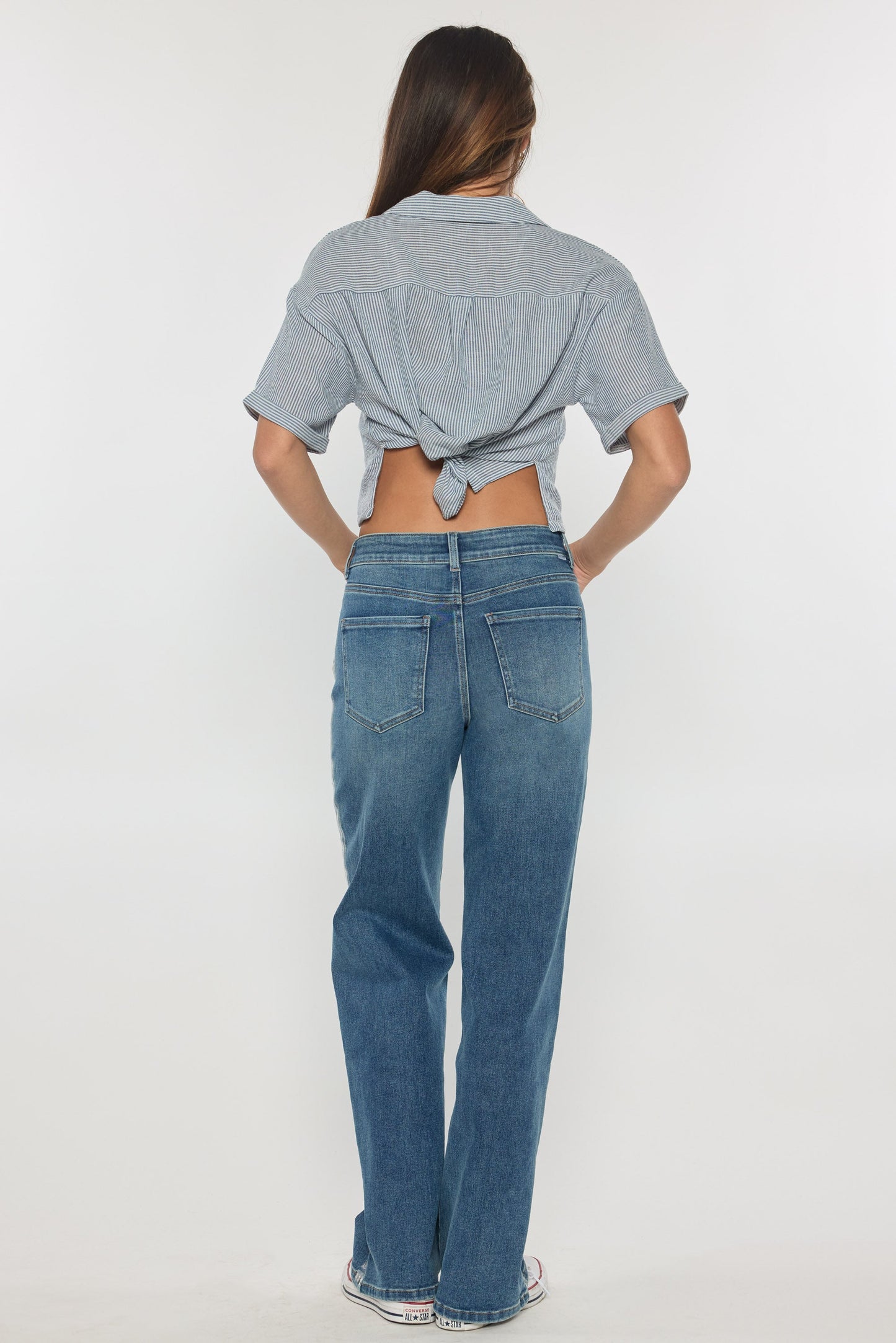 High Rise Relaxed Straight with Side Silver Foil