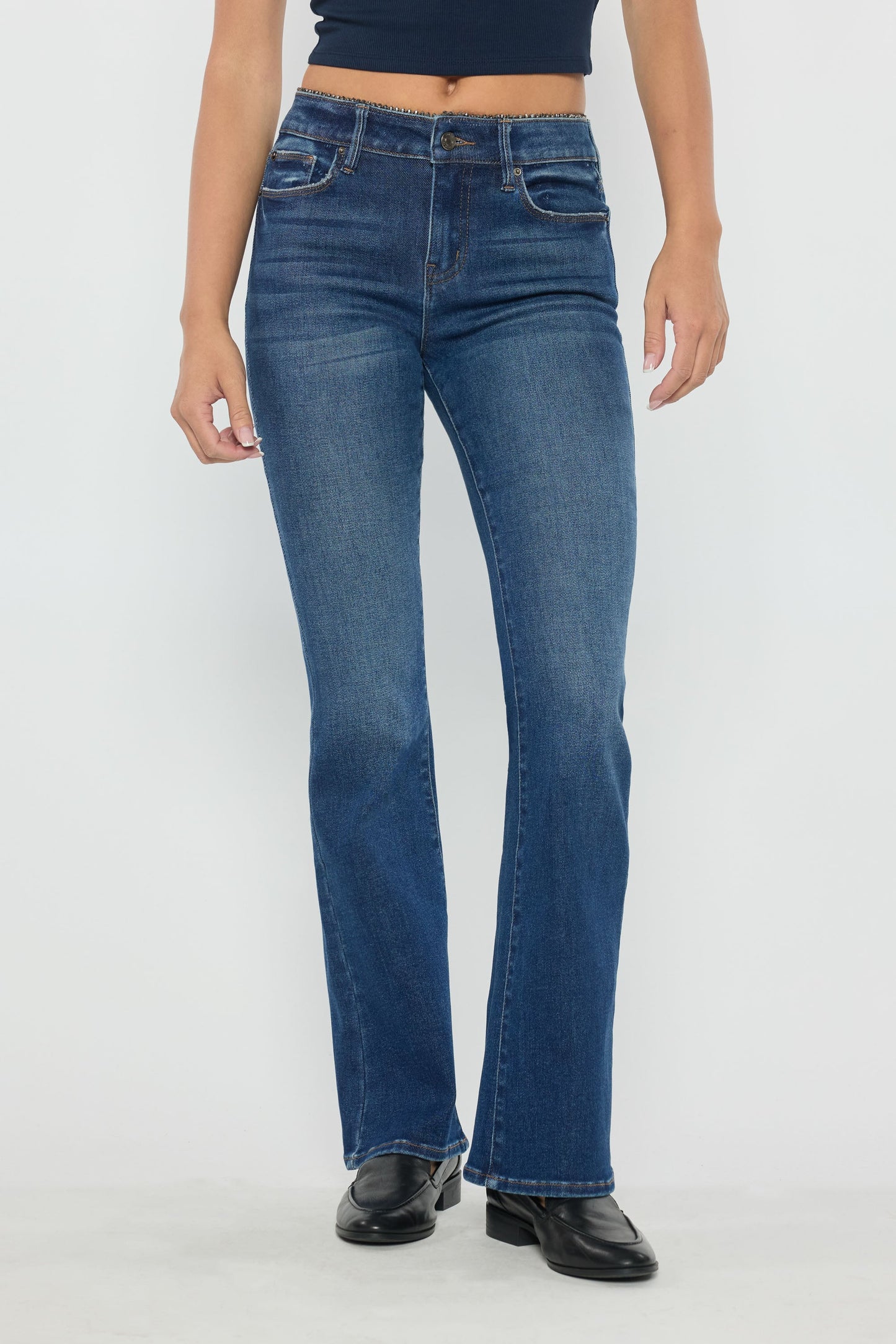 High Rise Bootcut with Crystal Beaded Lace Trim