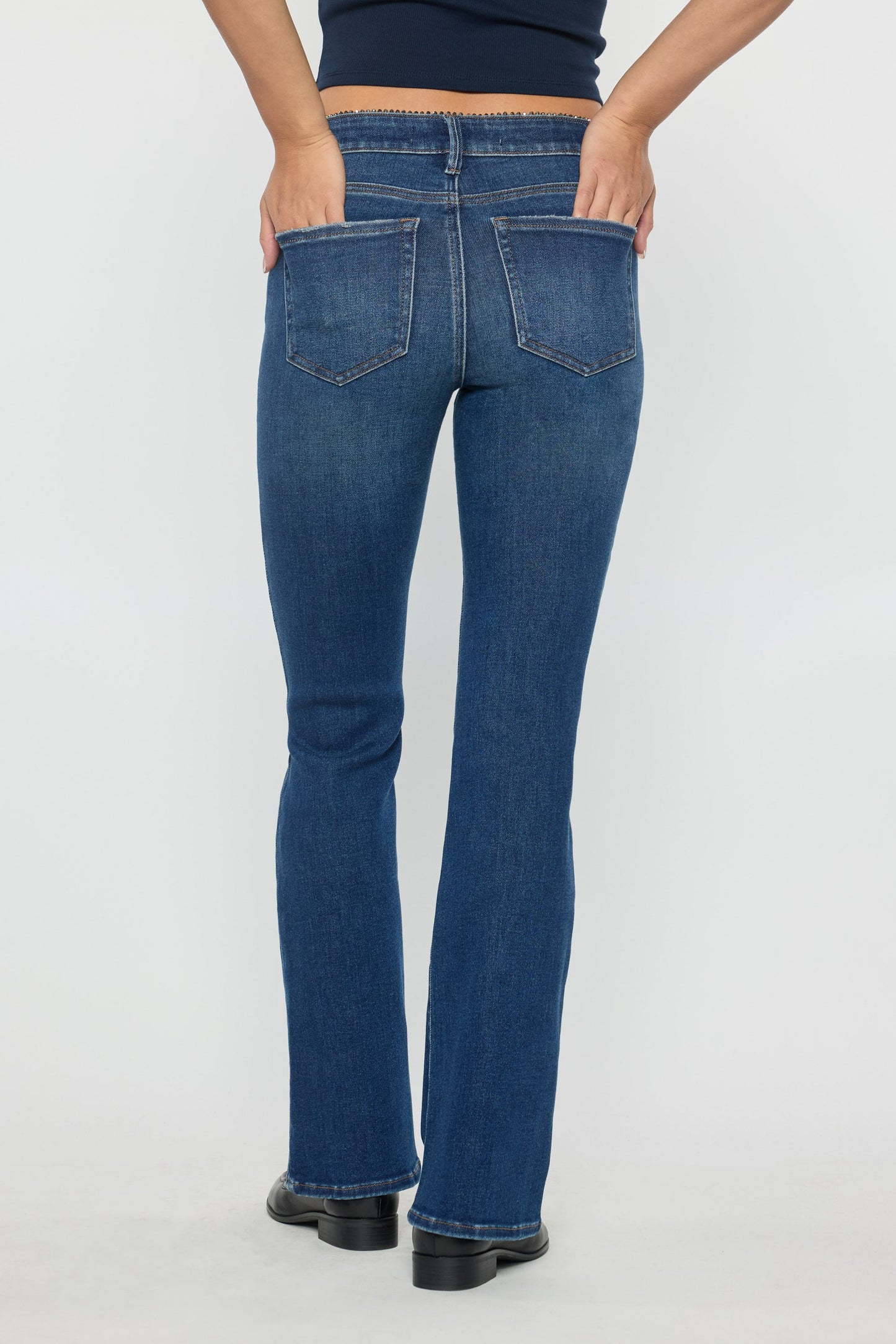 High Rise Bootcut with Crystal Beaded Lace Trim
